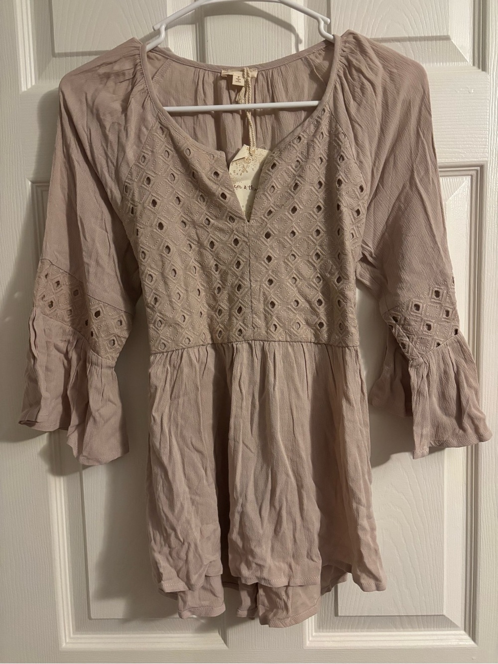 NEW! Hem & Thread bohemian-style Flared BellSleeves Peasant Top